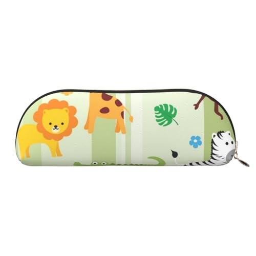 QGGHNISD Easter Bunny Halbrunder Organizer - Kompakte und tragbare Kosmetiktasche aus Leder mit Metallreißverschluss Stifttasche, geeignet für Studenten oder Büro, Süße Tiere, Einheitsgröße, von QGGHNISD