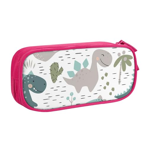QGGHNISD Federmäppchen mit Cartoon-Dinosaurier-Motiv, großes Fassungsvermögen, doppellagig, mit Trennwand, Schreibwaren-Tasche, Reißverschluss, niedlich, bedruckt, Kosmetiktasche für Schule, Büro von QGGHNISD