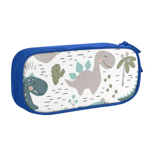 QGGHNISD Federmäppchen mit Cartoon-Dinosaurier-Motiv, großes Fassungsvermögen, doppellagig, mit Trennwand, Schreibwaren-Tasche, Reißverschluss, niedlich, bedruckt, Kosmetiktasche für Schule, Büro von QGGHNISD