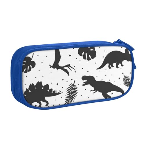 QGGHNISD Federmäppchen mit Dinosaurier-Blättern, großes Fassungsvermögen, doppellagig, mit Trennwand, Schreibwarentasche, Reißverschluss, niedlich, bedruckt, Kosmetiktasche für Schule, Büro, Reisen von QGGHNISD