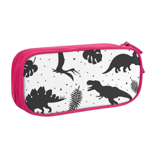 QGGHNISD Federmäppchen mit Dinosaurier-Blättern, großes Fassungsvermögen, doppellagig, mit Trennwand, Schreibwarentasche, Reißverschluss, niedlich, bedruckt, Kosmetiktasche für Schule, Büro, Reisen von QGGHNISD
