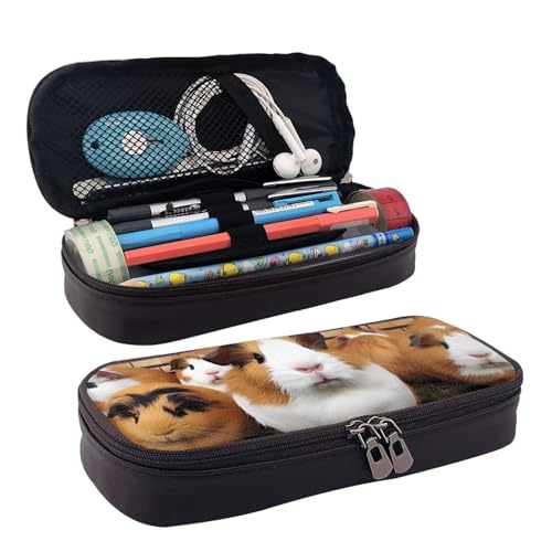 QGGHNISD Fire and Water Phoenix Federmäppchen aus Leder, große Kapazität, langlebig, Federmäppchen, Schüler-Schreibwaren-Tasche, geeignet für Schreibwaren/Kosmetik/kleine Gegenstände, Meerschweinchen von QGGHNISD