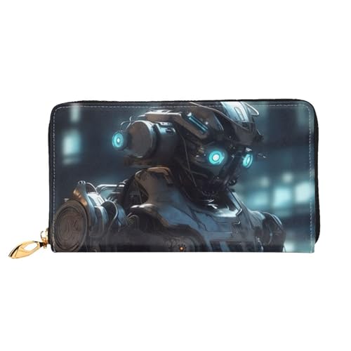 QGGHNISD Floral Damen Lang Leder Geldbörse mit Reißverschluss Kartenfächer Bargeldfach Clutch Geldbörse, Future Robot, Einheitsgröße von QGGHNISD
