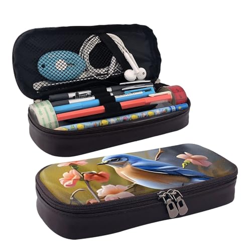 QGGHNISD Golden Sunset Weißkopfseeadler Leder-Federmäppchen, große Kapazität, langlebige Bleistiftbox, Schüler-Schreibwaren-Tasche, geeignet für Schreibwaren/Kosmetik/Kleinigkeiten, Ostseebird von QGGHNISD