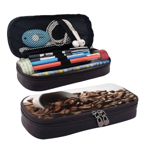 QGGHNISD Hahn und Henne Leder Federmäppchen Große Kapazität Langlebig Bleistift Box Student Schreibwaren Tasche Geeignet für Schreibwaren/Kosmetik/Kleinigkeiten, Kaffeebohnen, Einheitsgröße von QGGHNISD