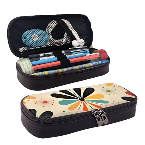 QGGHNISD Hahn und Henne Leder Federmäppchen Große Kapazität Langlebig Bleistift Box Student Schreibwaren Tasche Geeignet für Schreibwaren/Kosmetik/Kleinigkeiten, Retro, modern, Einheitsgröße von QGGHNISD