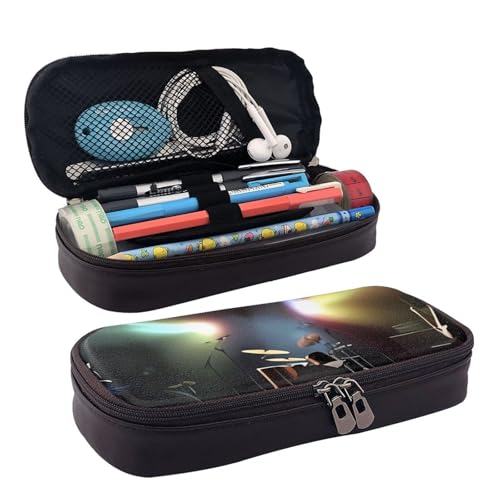 QGGHNISD Hahn und Henne Leder Federmäppchen Große Kapazität Langlebig Bleistift Box Student Schreibwaren Tasche Geeignet für Schreibwaren/Kosmetik/Kleinigkeiten, Rockband Stage, Einheitsgröße von QGGHNISD