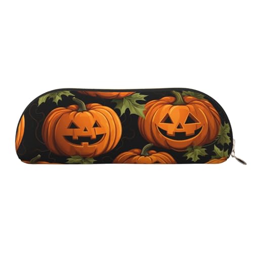 QGGHNISD Halbrunder Organizer aus Leder, Schwarz und Weiß, gepunktet, kompakte und tragbare Kosmetiktasche aus Leder mit Metallreißverschluss, Stifttasche, geeignet für Studenten oder Büro, von QGGHNISD