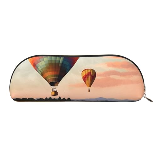 QGGHNISD Halbrunder Organizer für Landschaftsmalerei, kompakte und tragbare Kosmetiktasche aus Leder mit Metallreißverschluss, geeignet für Studenten oder Bürogebrauch, Heißluftballon, Einheitsgröße, von QGGHNISD