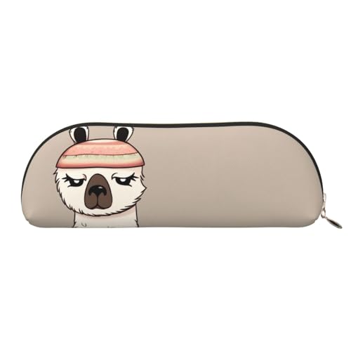 QGGHNISD Halbrunder Organizer für Landschaftsmalerei, kompakte und tragbare Kosmetiktasche aus Leder mit Metallreißverschluss, geeignet für Studenten oder Bürogebrauch, No Drama Lama, Einheitsgröße, von QGGHNISD