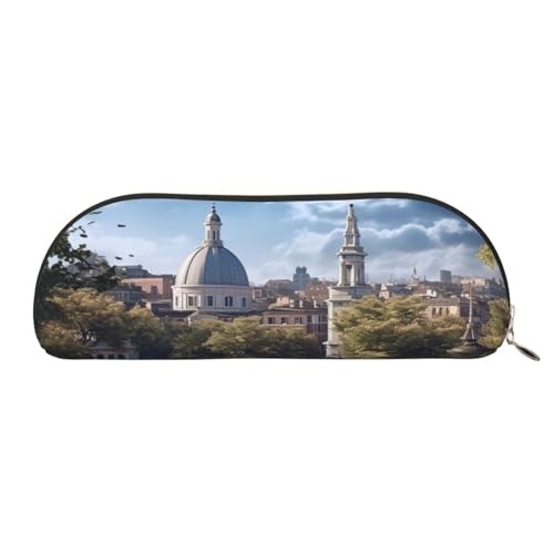 QGGHNISD Halbrunder Organizer für Landschaftsmalerei, kompakte und tragbare Kosmetiktasche aus Leder mit Metallreißverschluss, geeignet für Studenten oder Bürogebrauch, Park, Einheitsgröße, von QGGHNISD