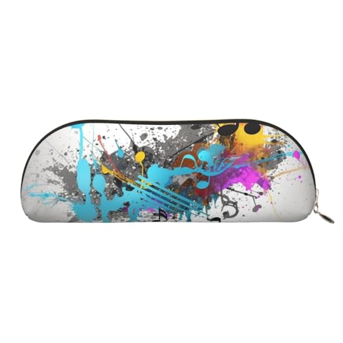 QGGHNISD Halbrunder Organizer für Musik mit Spray, kompakte und tragbare Leder-Kosmetiktasche mit Metallreißverschluss, geeignet für Studenten oder Büro von QGGHNISD