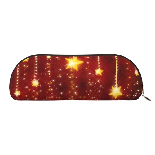 QGGHNISD Halbrunder Organizer für Weihnachten, kompakte und tragbare Kosmetiktasche aus Leder mit Metallreißverschluss, Stifttasche, geeignet für Studenten oder Bürogebrauch von QGGHNISD