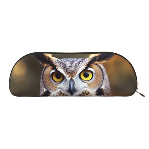 QGGHNISD Halbrunder Organizer mit Eulenvögeln – kompakte und tragbare Kosmetiktasche aus Leder mit Metallreißverschluss, geeignet für Studenten oder Büro von QGGHNISD