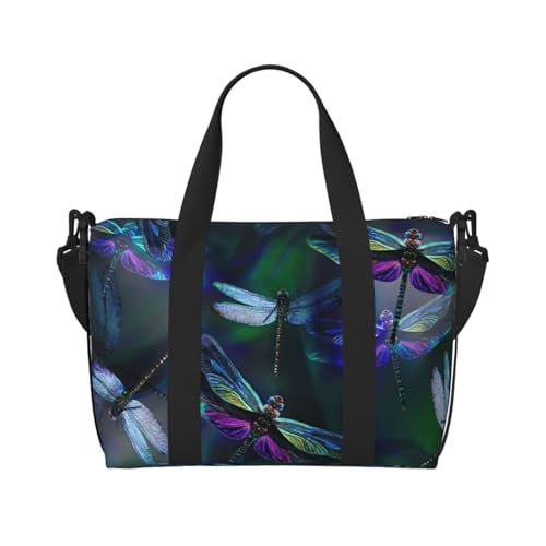 QGGHNISD Heart Tree Crossbody Reisetasche – Wasserabweisende Handgepäck-Handtasche, große Kapazität Turnbeutel, Libellenmuster, Einheitsgröße von QGGHNISD