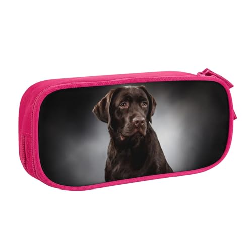 QGGHNISD Labrador Retriever Federmäppchen, großes Fassungsvermögen, doppellagig, mit Trennwand, Schreibwarentasche, Reißverschluss, niedlich, bedruckt, Kosmetiktasche für Schule, Büro, Reisen, rose von QGGHNISD