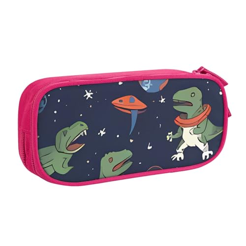 QGGHNISD Lustiges Federmäppchen mit Astronauten-Dinosaurier-Rakete, großes Fassungsvermögen, doppellagig, mit Trennwand, Schreibwaren-Tasche, Reißverschluss, niedlich, bedruckte Kosmetiktasche für von QGGHNISD