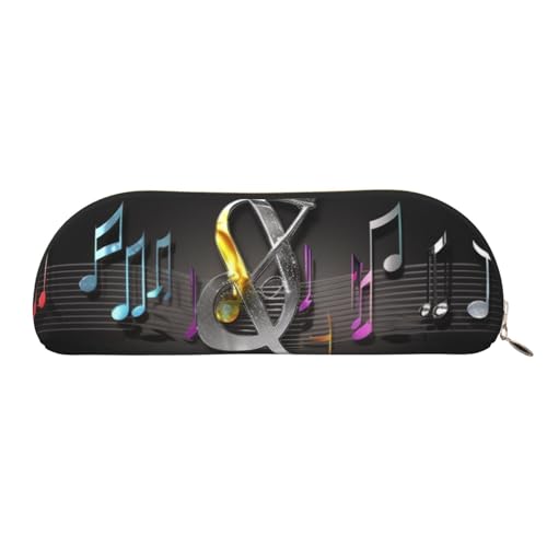 QGGHNISD Music Note2 Halbrunder Organizer - Kompakte und tragbare Kosmetiktasche aus Leder mit Metallreißverschluss Stifttasche, geeignet für Studenten oder Büro von QGGHNISD