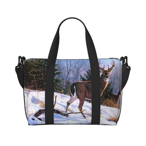 QGGHNISD Niedliche Baby-Hippos-Umhängetasche, wasserabweisend, Handgepäck-Handtasche, große Kapazität, Turnbeutel, Hirsche, Einheitsgröße von QGGHNISD