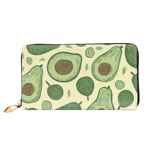 QGGHNISD Niedlicher Hund mit Brille Damen Lange Leder Geldbörse mit Reißverschluss Kartenfächer Bargeldfach Clutch Geldbörse, Avocado2, Einheitsgröße von QGGHNISD