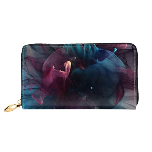 QGGHNISD Niedlicher Hund mit Brille Damen Lange Leder Geldbörse mit Reißverschluss Kartenfächer Bargeldfach Clutch Geldbörse, Coole Tapeten, Einheitsgröße von QGGHNISD