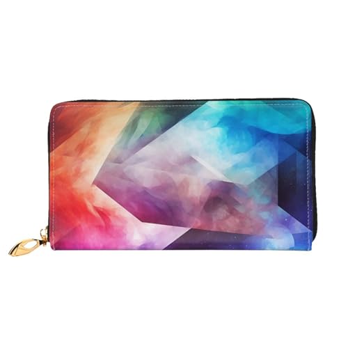 QGGHNISD Niedlicher Hund mit Brille Damen Lange Leder Geldbörse mit Reißverschluss Kartenfächer Bargeldfach Clutch Geldbörse, Komplexe Farben, Einheitsgröße von QGGHNISD