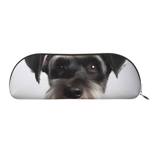 QGGHNISD Niedlicher Schnauzer Halbrunder Organizer - Kompakte und tragbare Kosmetiktasche aus Leder mit Metallreißverschluss Stifttasche, geeignet für Studenten oder Büro, Süßer Schnauzer, von QGGHNISD