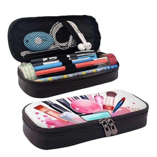 QGGHNISD Niedlicher Tiger Leder-Federmäppchen, große Kapazität, langlebige Stiftebox, Schüler-Schreibwaren-Tasche, geeignet für Schreibwaren/Kosmetik/kleine Gegenstände, Aquarell-Kosmetik von QGGHNISD