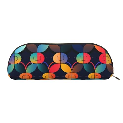 QGGHNISD Night Lotus Flowers Halbrunder Organizer - Kompakte und tragbare Kosmetiktasche aus Leder mit Metallreißverschluss Stifttasche, geeignet für Studenten oder Büro, Abstraktes Muster, von QGGHNISD