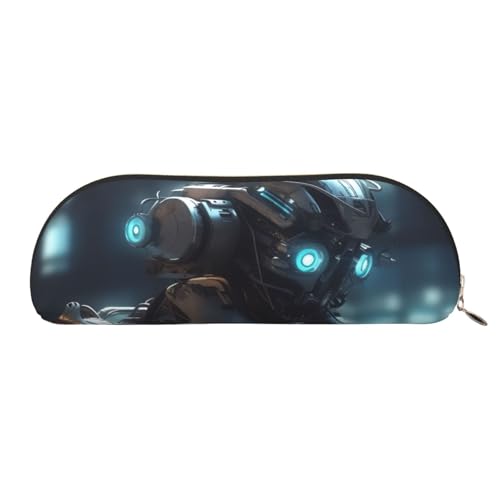 QGGHNISD Night Lotus Flowers Halbrunder Organizer - Kompakte und tragbare Kosmetiktasche aus Leder mit Metallreißverschluss Stifttasche, geeignet für Studenten oder Büro, Future Robot, Einheitsgröße, von QGGHNISD