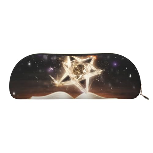 QGGHNISD Night Lotus Flowers Halbrunder Organizer - Kompakte und tragbare Kosmetiktasche aus Leder mit Metallreißverschluss Stifttasche, geeignet für Studenten oder Büro, Magic Book, Einheitsgröße, von QGGHNISD