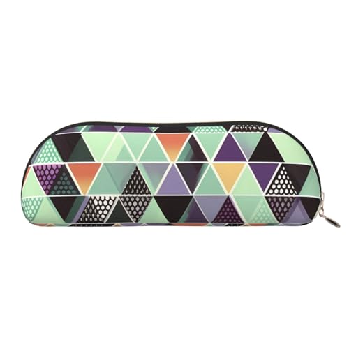 QGGHNISD Owls On A Branch Half Round Organizer - Compact and Portable Leather Cosmetic Bag with Metal Zip Pen Pouch, Suitable for Students Or Office Use, Design: Geometrisches Dreieck, Einheitsgröße, von QGGHNISD