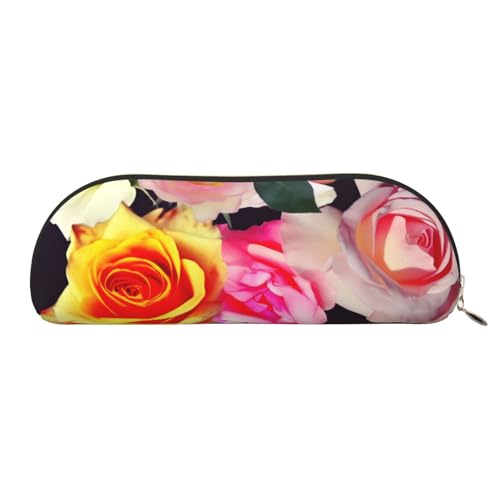 QGGHNISD Owls On A Branch Half Round Organizer - Compact and Portable Leather Cosmetic Bag with Metal Zip Pen Pouch, Suitable for Students Or Office Use, Rosenfarben, Einheitsgröße, Schulranzen von QGGHNISD