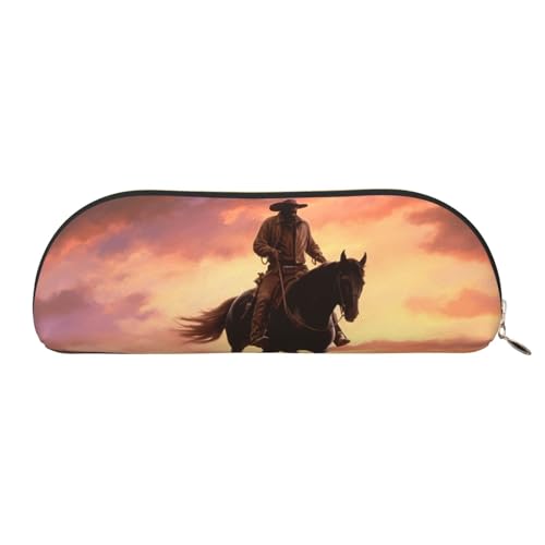 QGGHNISD Pink Peach1 Halbrunder Organizer - Kompakte und tragbare Kosmetiktasche aus Leder mit Metallreißverschluss Stifttasche, geeignet für Studenten oder Büro, Cowboy West, Einheitsgröße, von QGGHNISD