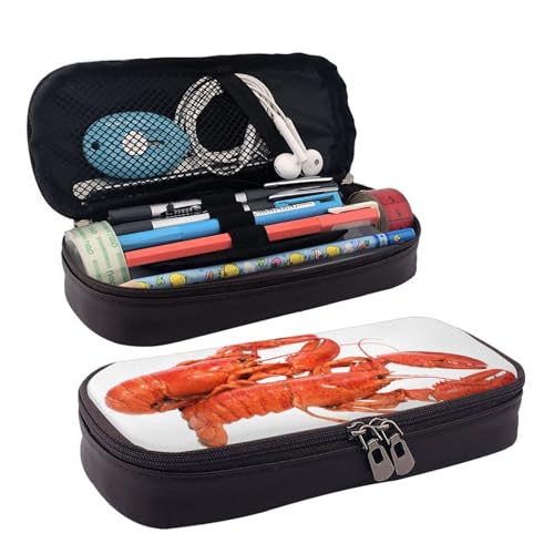 QGGHNISD Rasen und Garten Leder Federmäppchen Große Kapazität Langlebige Bleistiftbox Student Schreibwaren Tasche Geeignet für Schreibwaren/Kosmetik/Kleinigkeiten, Hummerrot, Einheitsgröße von QGGHNISD