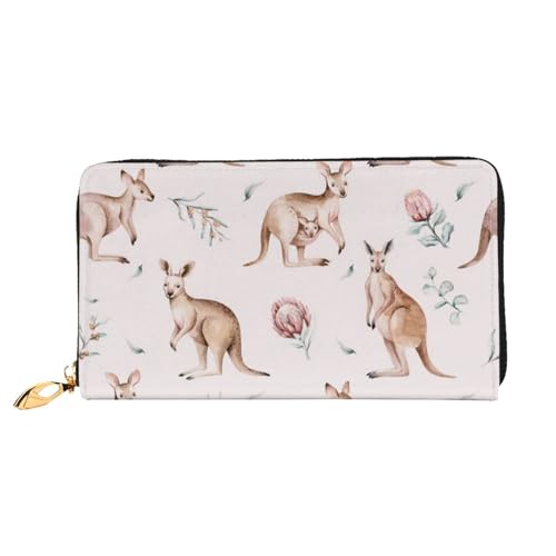 QGGHNISD Strawberry Damen Lange Leder Geldbörse mit Reißverschluss Kartenfächer Bargeldfach Clutch Geldbörse, Lustiger Cartoon-Känguru-Zoo, Einheitsgröße QGGHNISD Strawberry Damen Lange Leder Geldbörse mit Reißverschluss Kartenfächer Bargeldfach Clutch Geldbörse, Lustiger Cartoon-Känguru-Zoo, Einheitsgröße von QGGHNISD