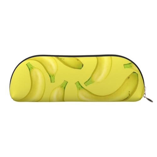 QGGHNISD Süßigkeiten- und Süßigkeiten-Halbrund-Organizer - Kompakte und tragbare Kosmetiktasche aus Leder mit Metallreißverschluss Stifttasche, geeignet für Studenten oder Bürogebrauch, Bananenmuster, von QGGHNISD