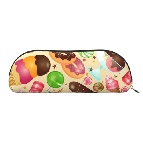 QGGHNISD Süßigkeiten- und Süßigkeiten-Halbrund-Organizer - Kompakte und tragbare Kosmetiktasche aus Leder mit Metallreißverschluss Stifttasche, geeignet für Studenten oder Bürogebrauch, Süßigkeiten von QGGHNISD