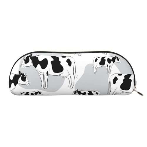 QGGHNISD Süßigkeiten- und Süßigkeiten-Halbrund-Organizer - Kompakte und tragbare Kosmetiktasche aus Leder mit Metallreißverschluss Stifttasche, geeignet für Studenten oder Bürogebrauch, Kuhmuster, von QGGHNISD
