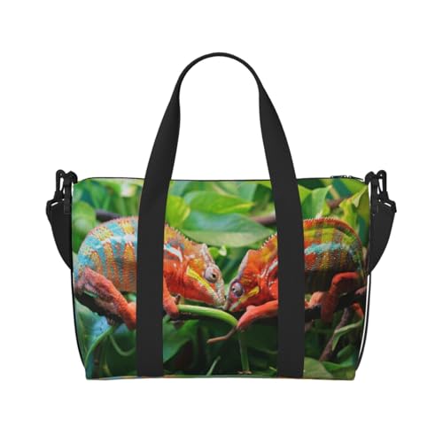 Romano Art_79253158 Crossbody Reisetasche – Wasserabweisende Handgepäck-Handtasche, große Kapazität Turnbeutel, Süßes Chamäleon, Einheitsgröße Romano Art_79253158 Crossbody Reisetasche – Wasserabweisende Handgepäck-Handtasche, große Kapazität Turnbeutel, Süßes Chamäleon, Einheitsgröße von QGGHNISD