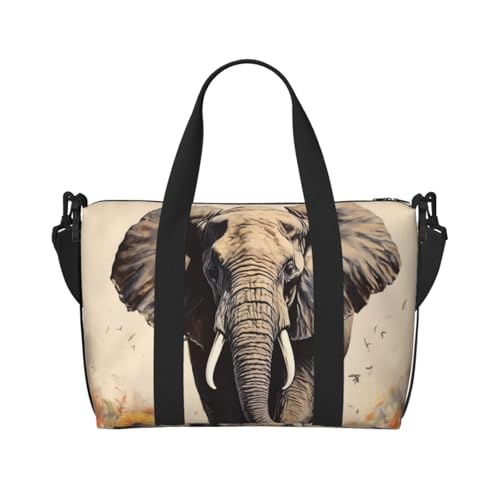 Süße Weihnachts-Umhängetasche mit Rentier-Motiv, wasserabweisend, Handgepäck-Handtasche, große Kapazität, Turnbeutel, Elefanten-Malerei, Einheitsgröße von QGGHNISD