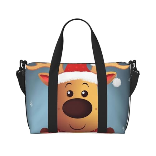 Süße Weihnachts-Umhängetasche mit Rentier-Motiv, wasserabweisend, Handgepäck-Handtasche, große Kapazität, Turnbeutel, Niedliches Weihnachts-Rentier, Einheitsgröße von QGGHNISD