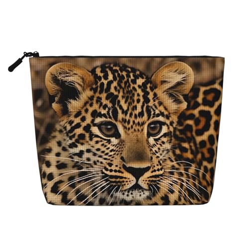 Zebra Tier Kosmetiktasche für Damen - Tragbarer Reise-Organizer Kulturbeutel mit Reißverschluss, Süßer Leopardenmuster, Einheitsgröße von QGGHNISD