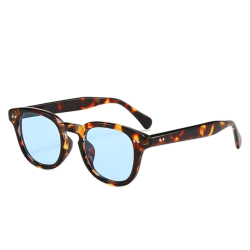 QGGNMGT Beliebte Mode Candy Farbe Sonnenbrille Frauen Vintage Nieten Männer Shades Uv400 (Leopard blau) von QGGNMGT