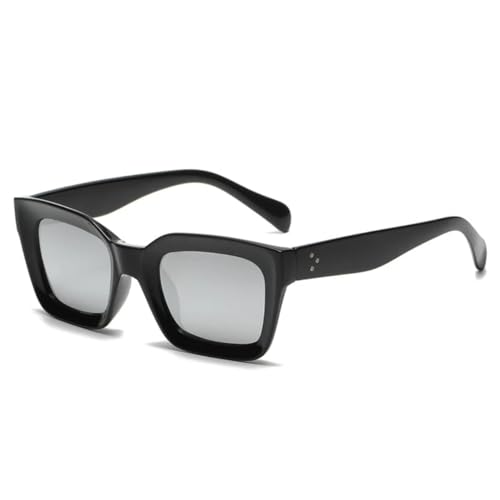 QGGNMGT Beliebte Mode Cat Eye Damen Sonnenbrille Retro Nagel Klar Farbverlauf Brillen Herren Sonnenbrille UV400 (Schwarz Silber Spiegel) von QGGNMGT