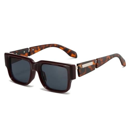 QGGNMGT Beliebte Mode Damen Luxus Sonnenbrillen Shades UV400 Retro Herren Punk Jelly Tea (Dunkelrot Grau) von QGGNMGT