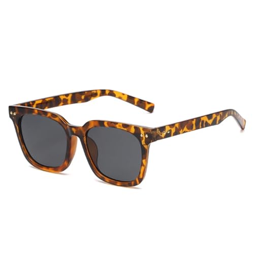 QGGNMGT Beliebte Mode Damen Sonnenbrille Retro Nieten Dekoration Jelly Farbe Brillen Herren Shades UV400 (Leopardengrau) von QGGNMGT