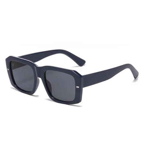 QGGNMGT Beliebte Mode Damen Sonnenbrille Vintage Nieten Punk Herren Blau Grün Shades UV400 Klare Linse Rahmen (Dunkelblau Grau) von QGGNMGT