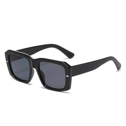 QGGNMGT Beliebte Mode Damen Sonnenbrille Vintage Nieten Punk Herren Blau Grün Shades UV400 Klare Linse Rahmen (Schwarz Grau) von QGGNMGT