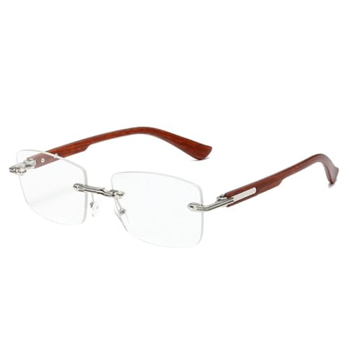 QGGNMGT Beliebte Mode Damen Sonnenbrille Vintage Randlos Klar Ozean Farbverlauf Shades UV400 Herren Punk (Silber klar) von QGGNMGT